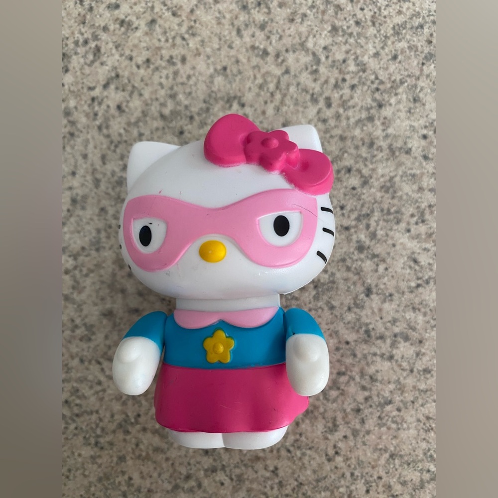 Sanrio Hello Kitty Figurine with Pink and Blue Outfit